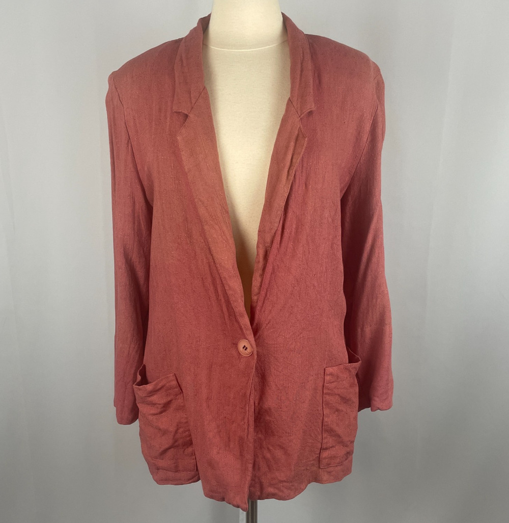 Vintage Blazer Jacket Large Rust Red Lightweight Single Button Academia Spring